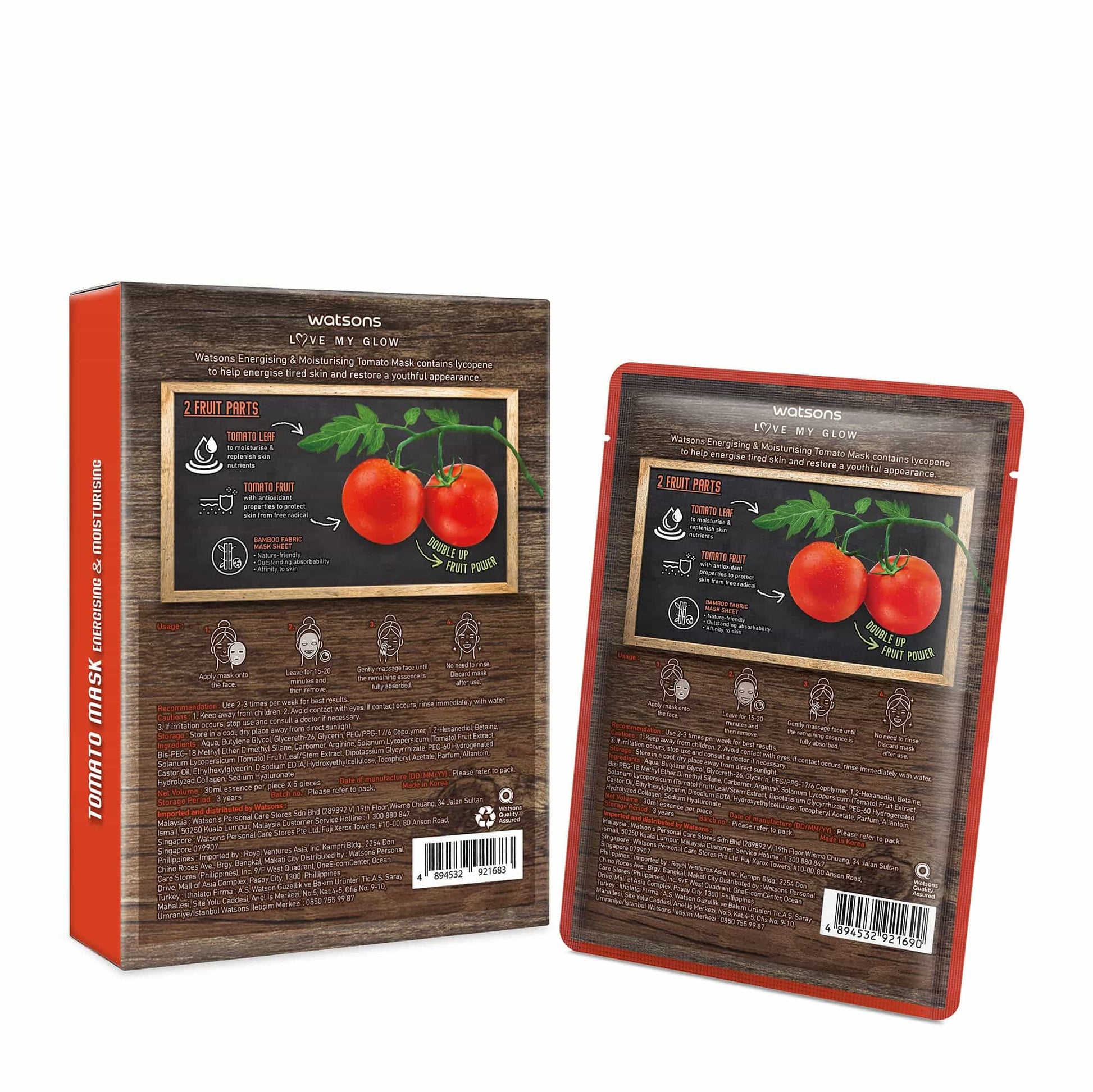 Love My Glow Energising Sheet Mask Tomato 5pcs