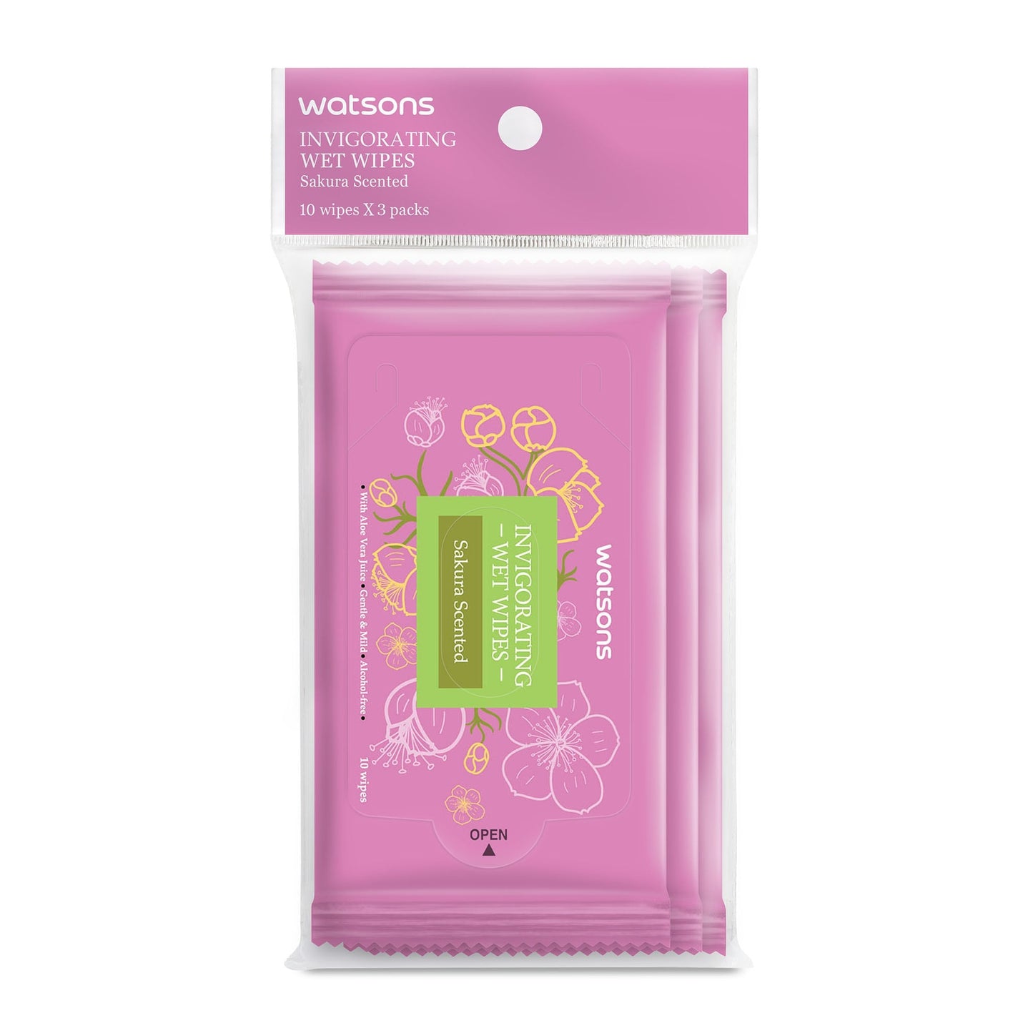 Invigorating Wet Wipes Sakura Scented 3X10pcs