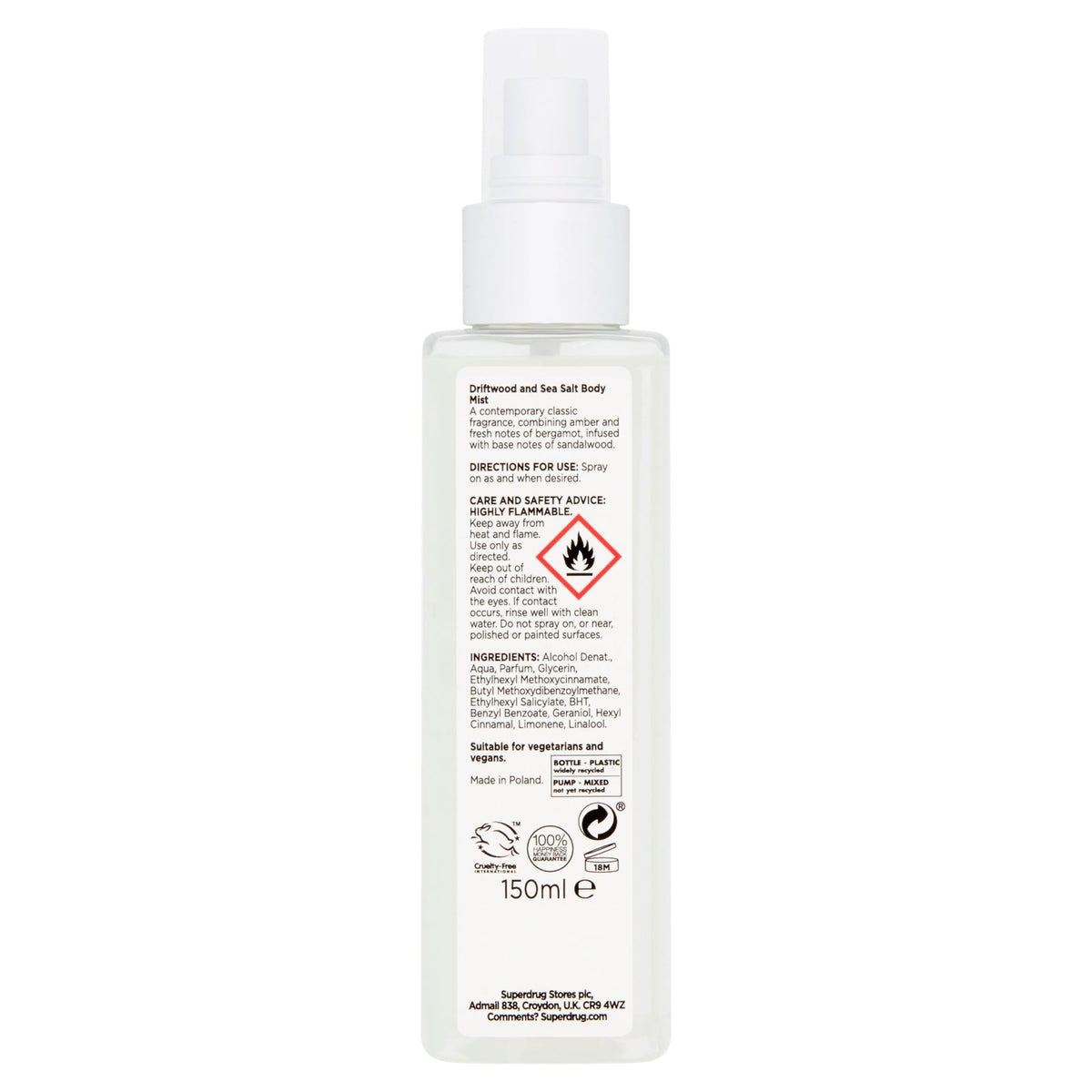 Bloom Body Mist Spray Driftwood & Sea Salt 150ml