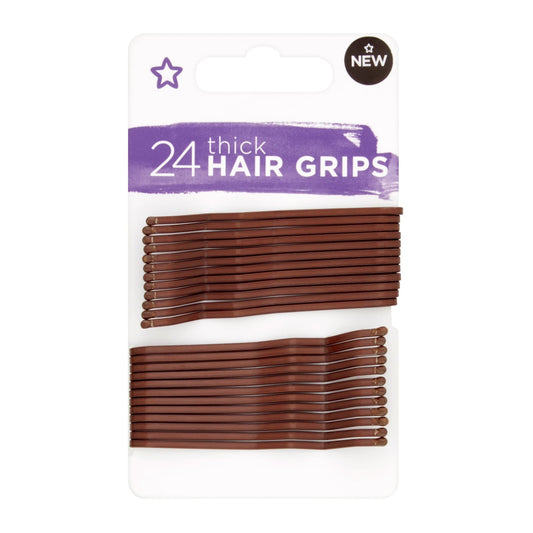 Thick Bobby Hair Pins 24pcs Brown