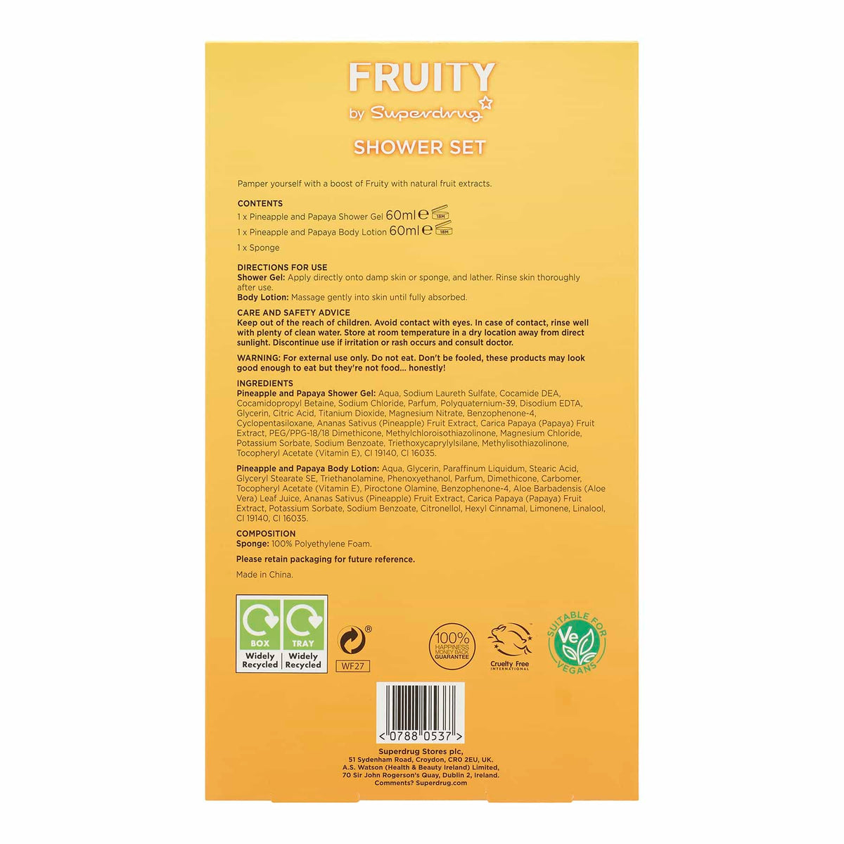 Fruity Trio Shower Beauty Gift Set Pineapple & Papaya