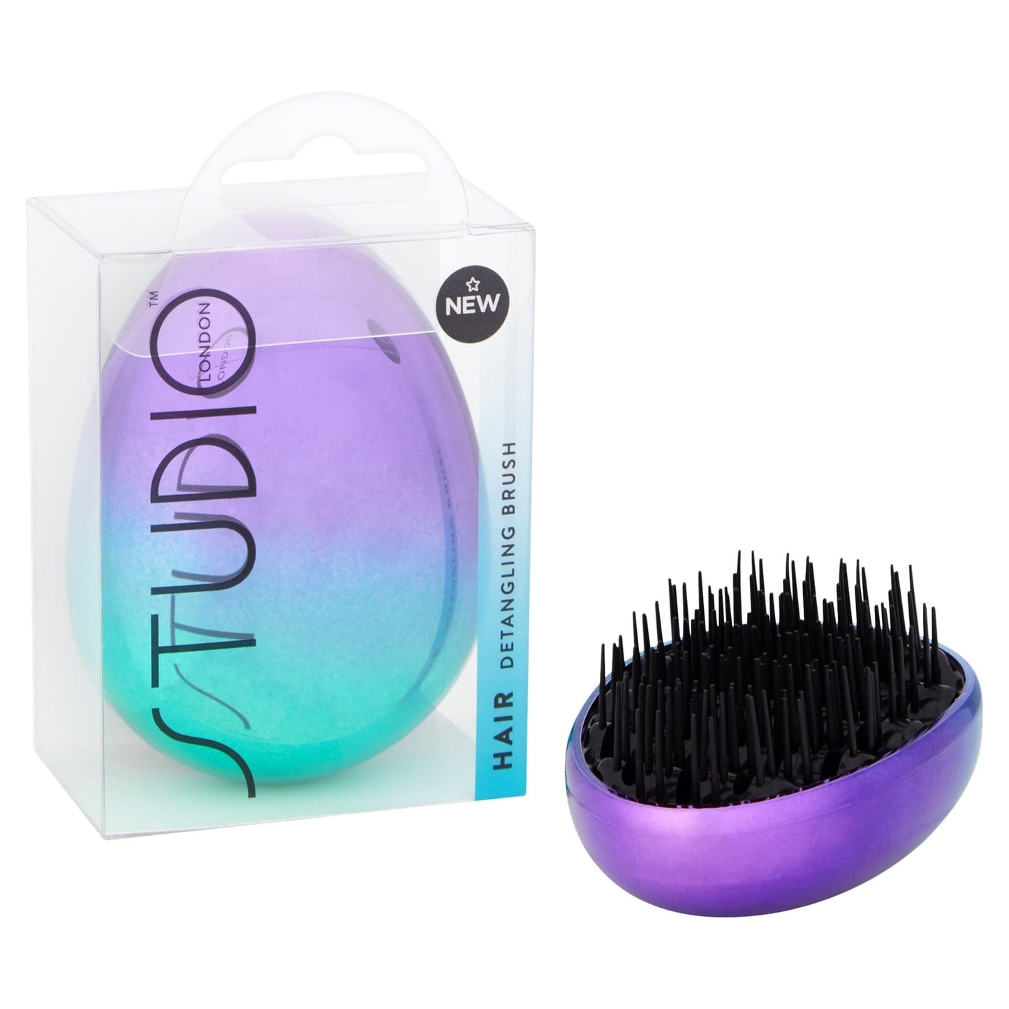 Studio London Detangling Hair Brush 1pc Turquoise & Purple