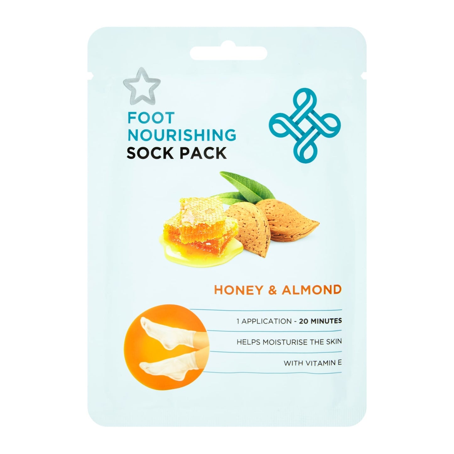 Superdrug Nourishing Foot Sock Pack Mask Honey & Almond 1pair 1 pair