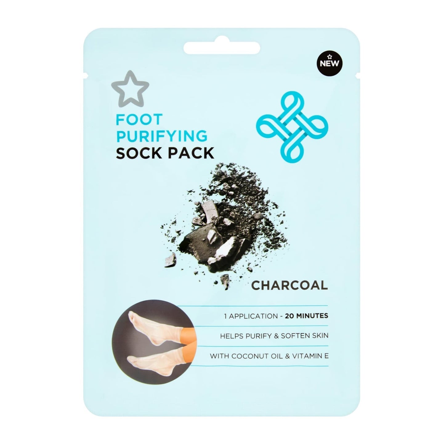 Superdrug Nourishing Foot Sock Pack Mask Charcoal 1pair 1 pair