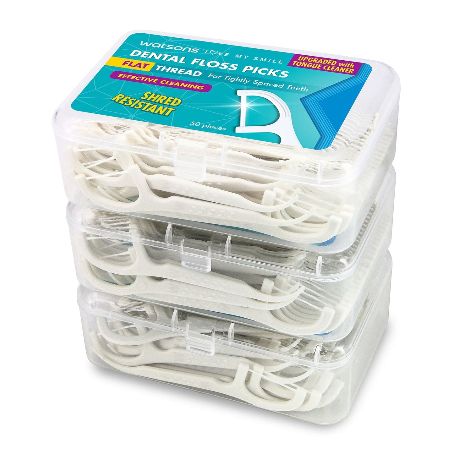 Flat Thread Dental Floss Picks With Tongue Cleaner 3X50pcs