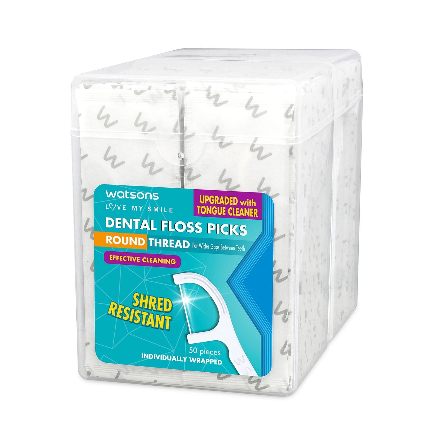 Round Thread Dental Floss Picks with Tongue Cleaner 2X50pcs