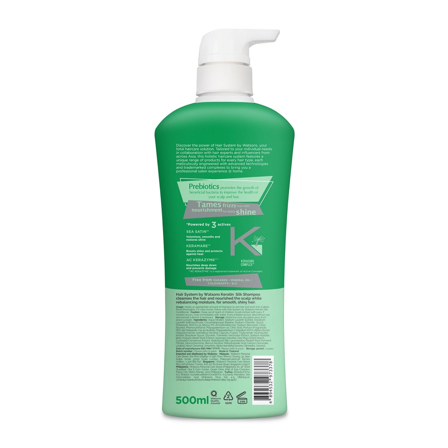 Hair System by Watsons Keratin Silk Shampoo 500ml
