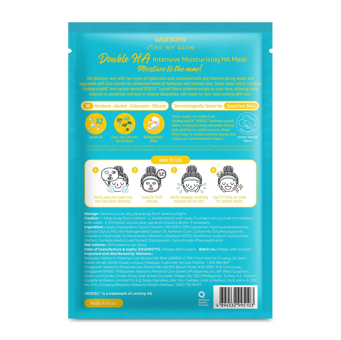 Double Ha Intensive Moisturising HA Mask 1pc