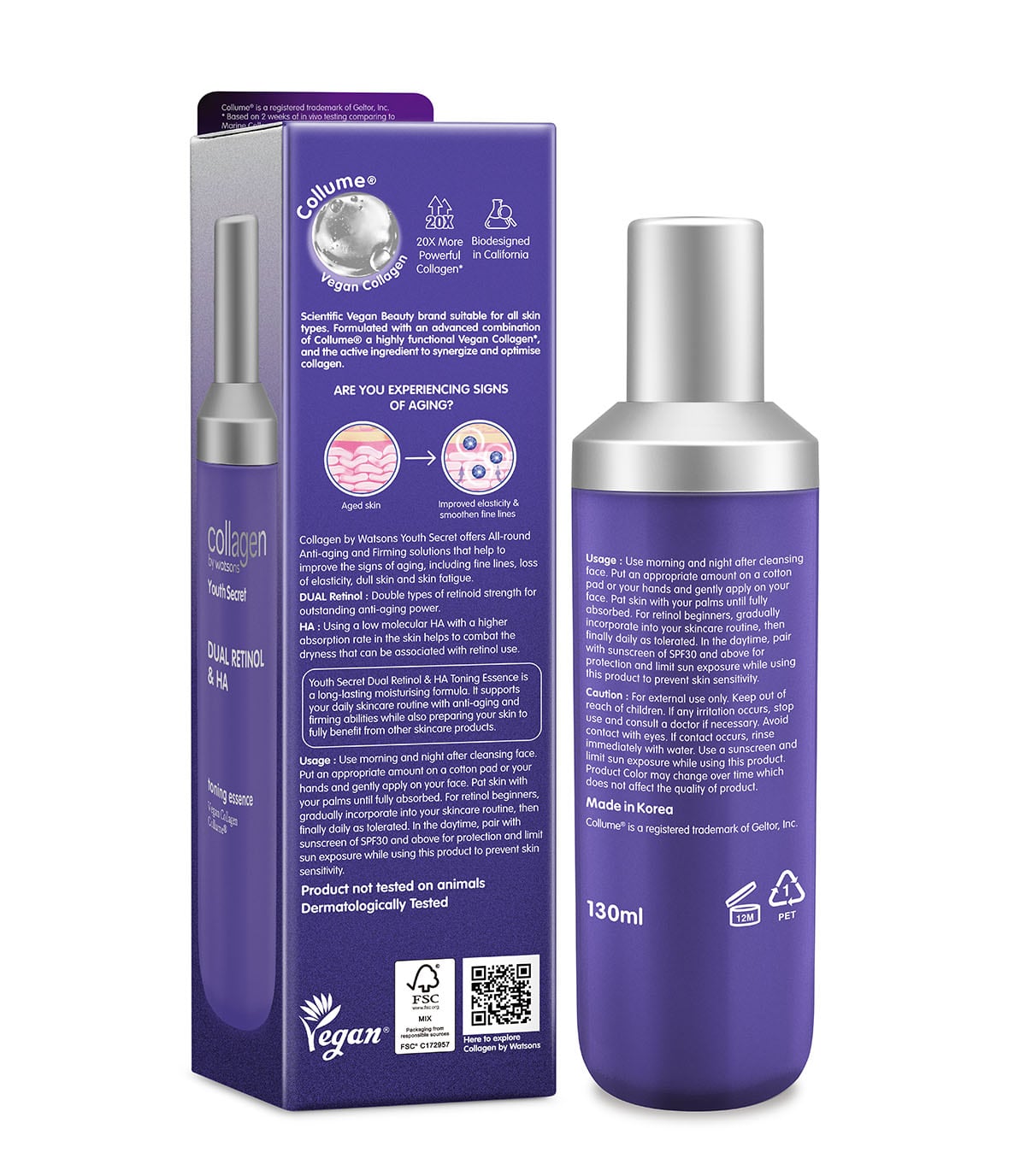 Collagen by Watsons Youth Secret Dual Retinol & HA Toning Essence 130ml 130ml