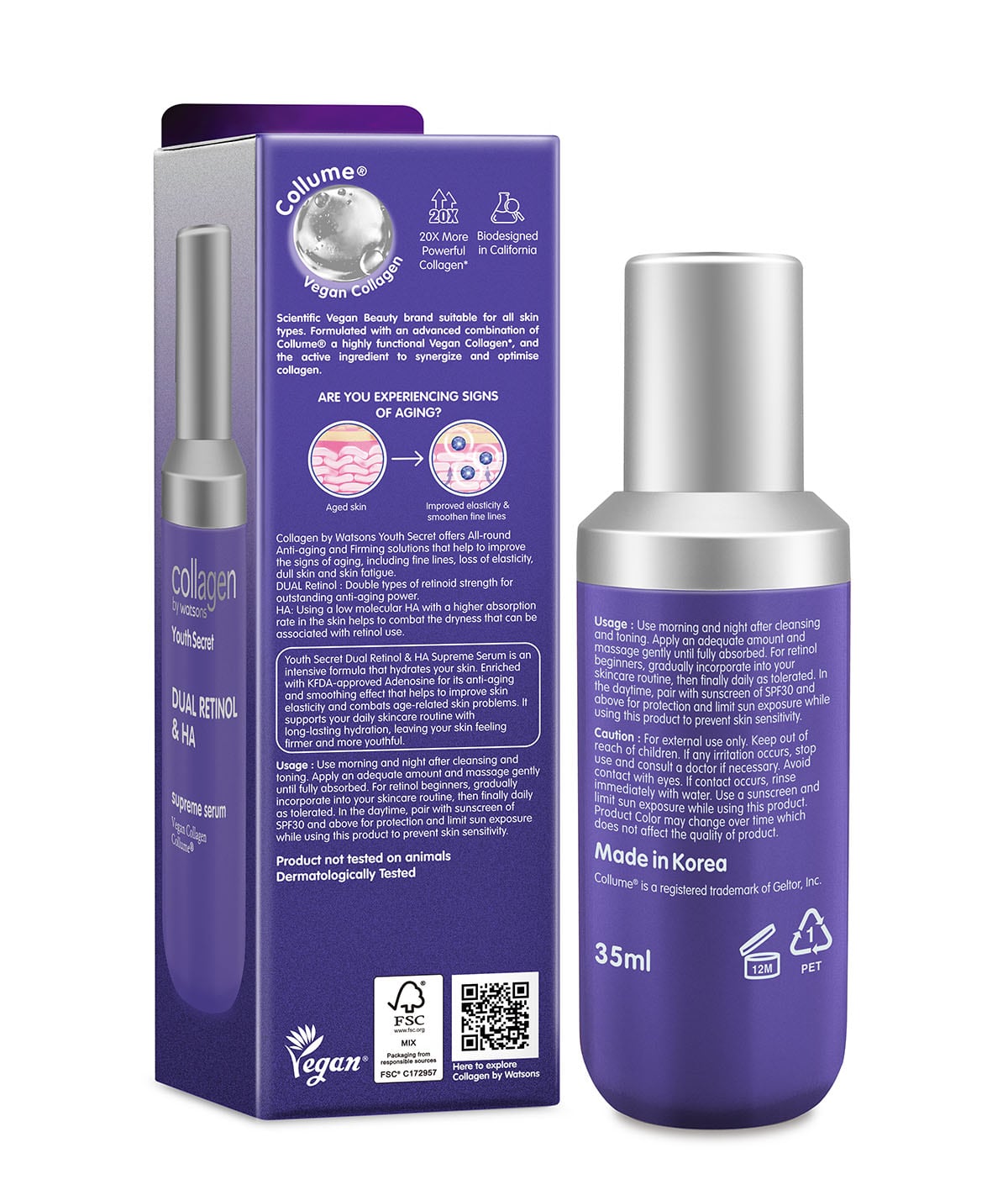 Collagen by Watsons Youth Secret Dual Retinol & HA Supreme Serum 35ml 35ml