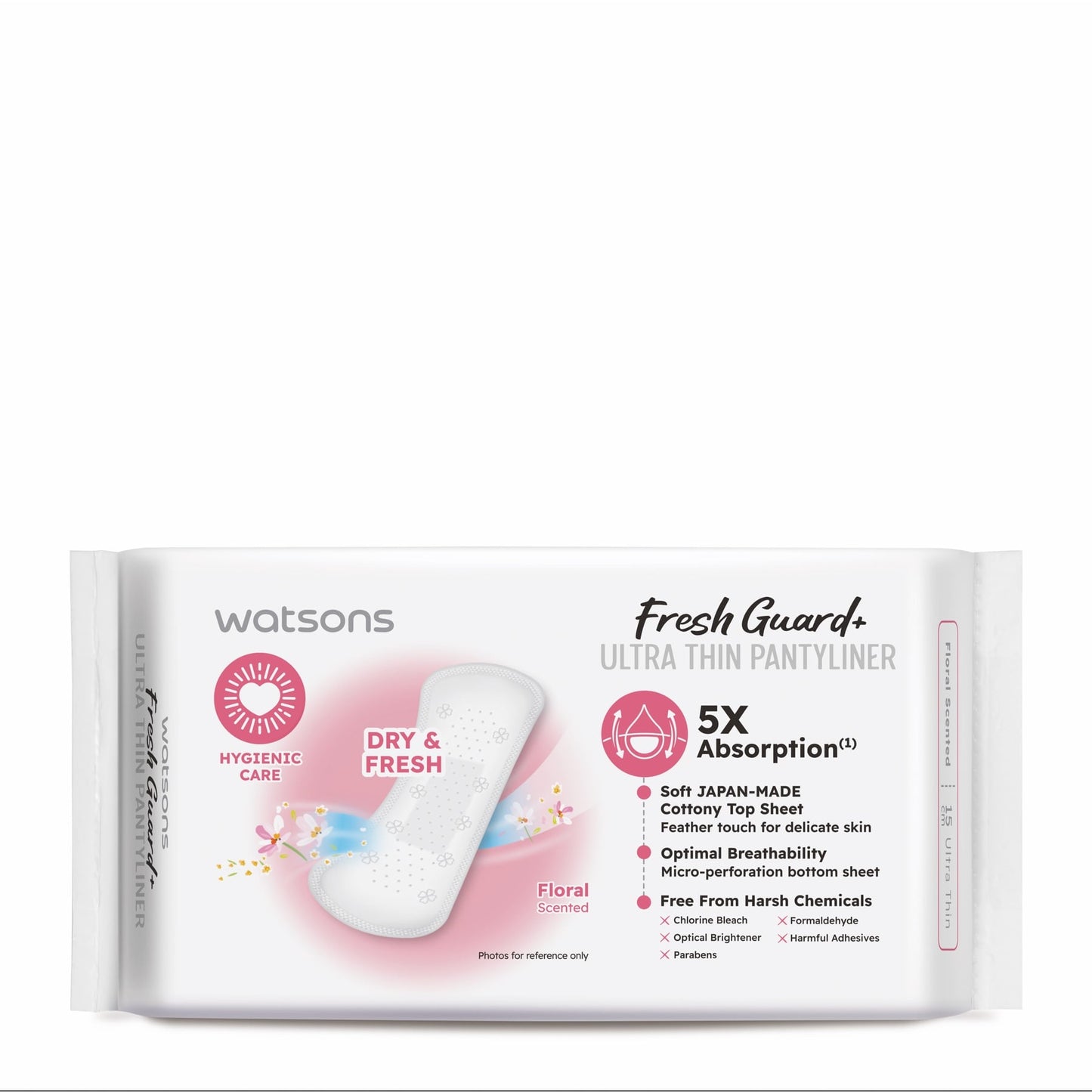 فوطة صحية يومية واتسونز فريش جارد+ فائقة الرقة برائحة الزهور 15 سم، 40 فوطة