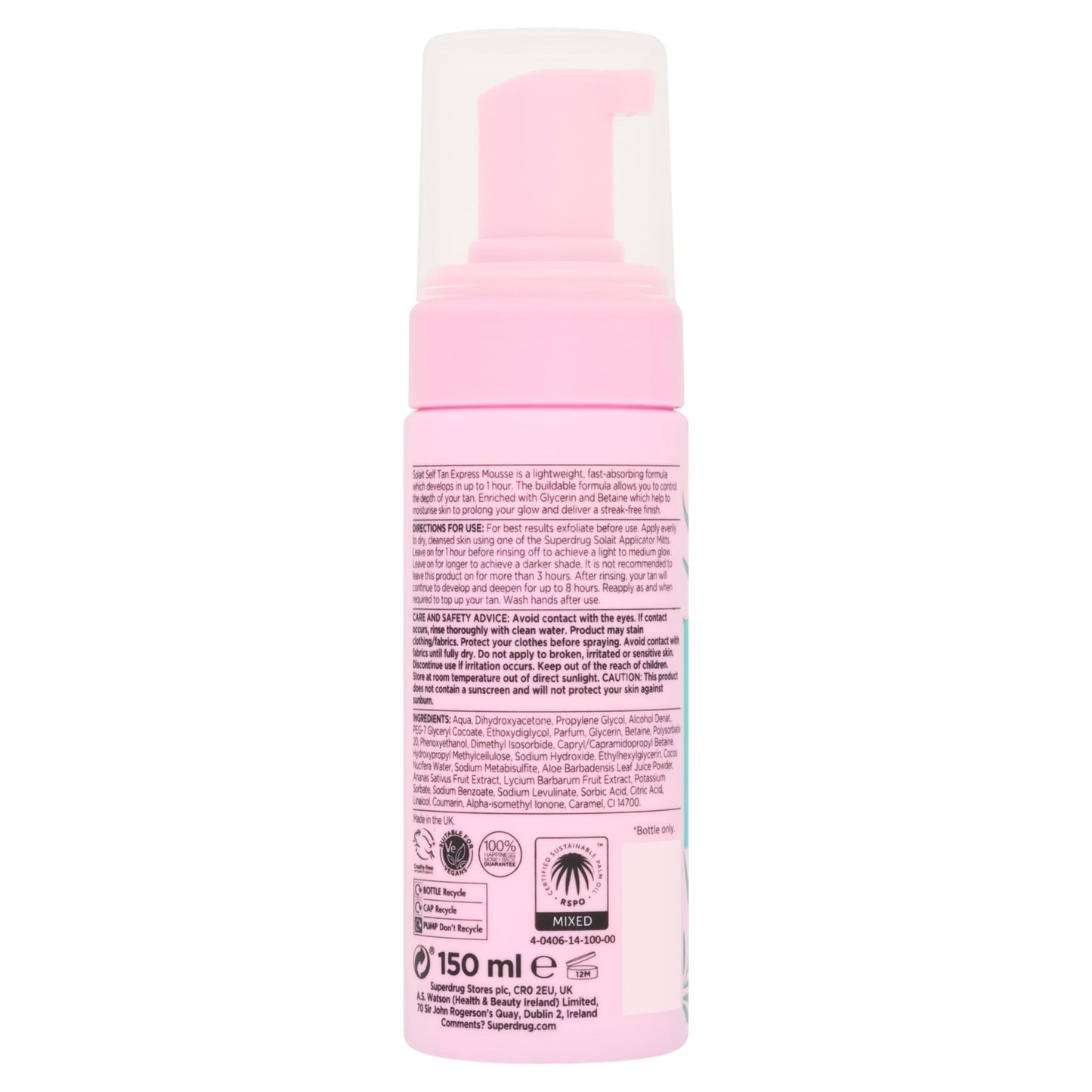 Superdrug Solait Self Tan Express Mousse Mediu