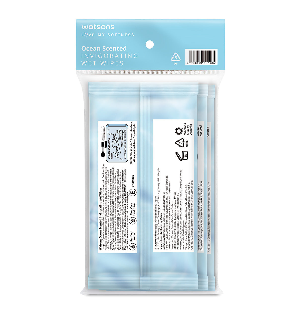 Watsons Ocean Scented Invigorating Wet Wipes