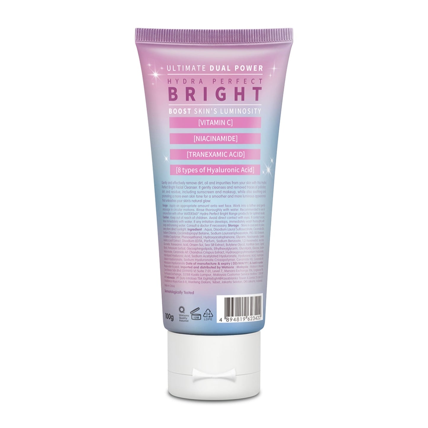 Water 360 by Watsons غسول الوجه المنظف والملطف إشراقة مثالية بتركيبة Hydra Perfect من واتسونز 100 جرام