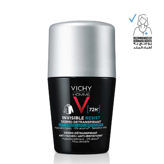 Vichy Homme Déodorant Invisible Resist Dermo-détranspirant 72h Roll-on 50 Ml