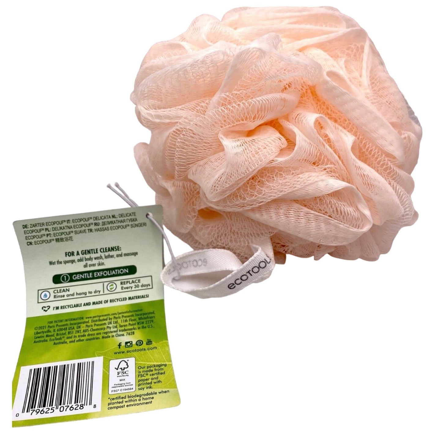 EcoTools Pink EcoNet Delicate Recycled EcoPouf 1pc
