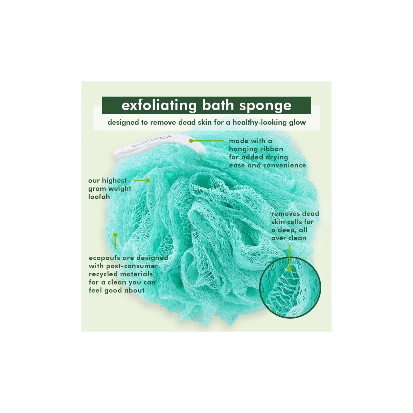 EcoTools Exfoliating EcoPouf Bath Sponge Assorted Colors 1pc