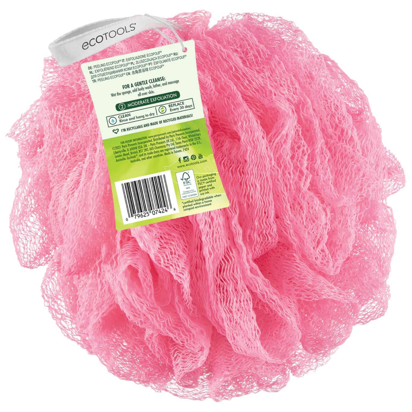 EcoTools Exfoliating EcoPouf Bath Sponge Assorted Colors 1pc