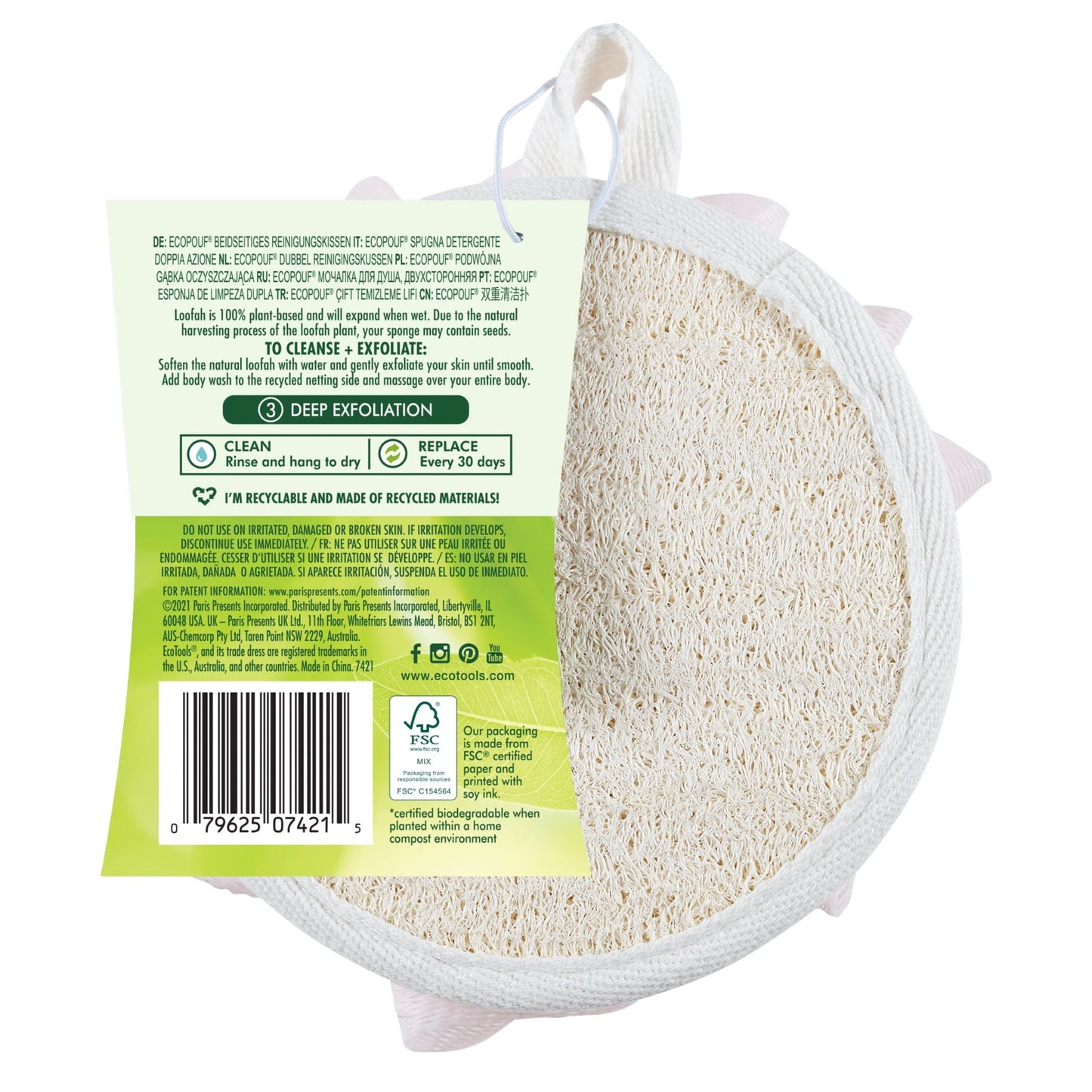 EcoTools Pink EcoPouf Dual Cleansing Pad 1pc