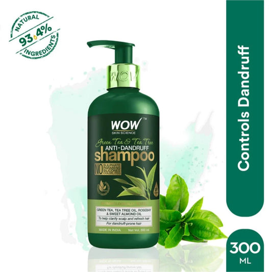 WOW Skin Science Green Tea & Tea Tree Anti‑Dandruff Shampoo 300 ml
