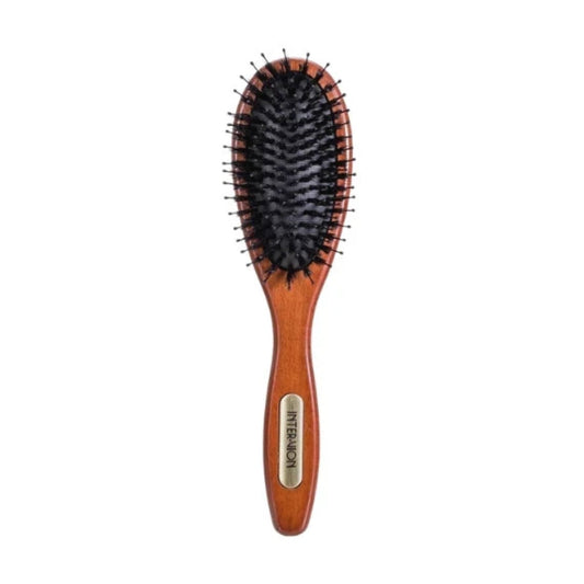 Intervion Wooden brush with natural bristles and nylon pins