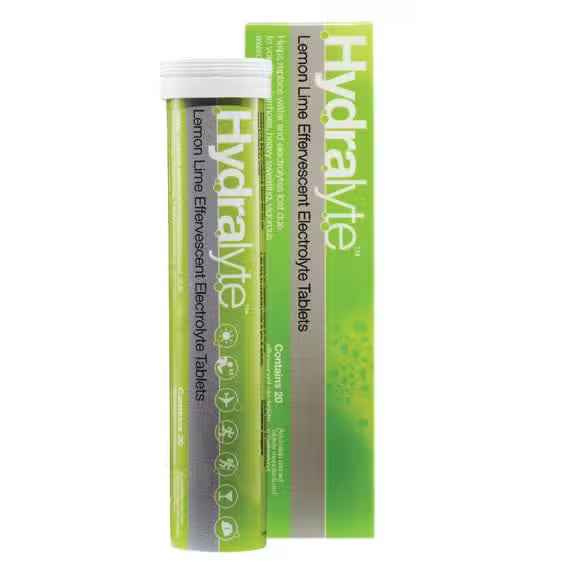 Hydralyte Effervescent Electrolyte Lemon Lime 20 Tablets