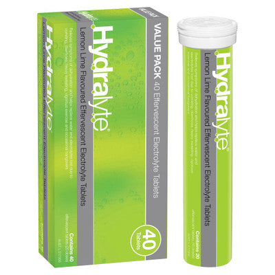 Hydralyte Effervescent Electrolyte Lemon Lime 40 Tablets