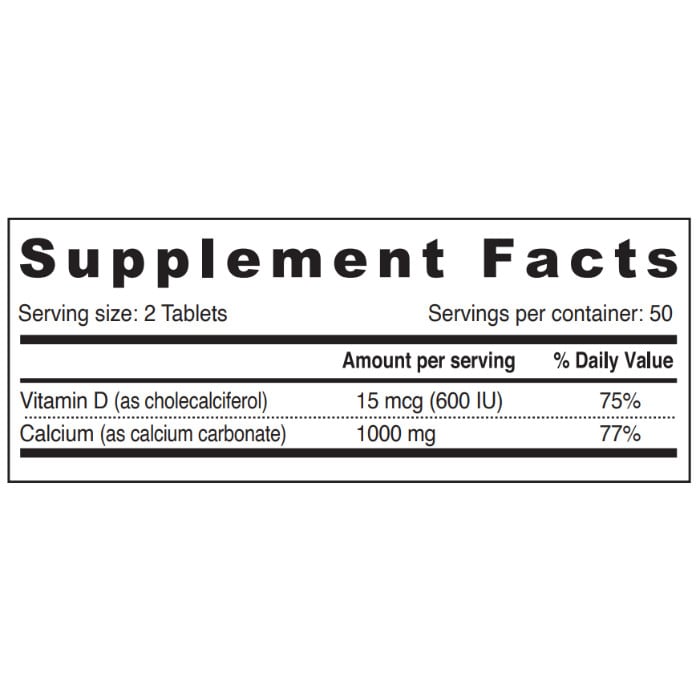 Sunshine Nutrition Calcium With Vitamin D3 100 Tablets