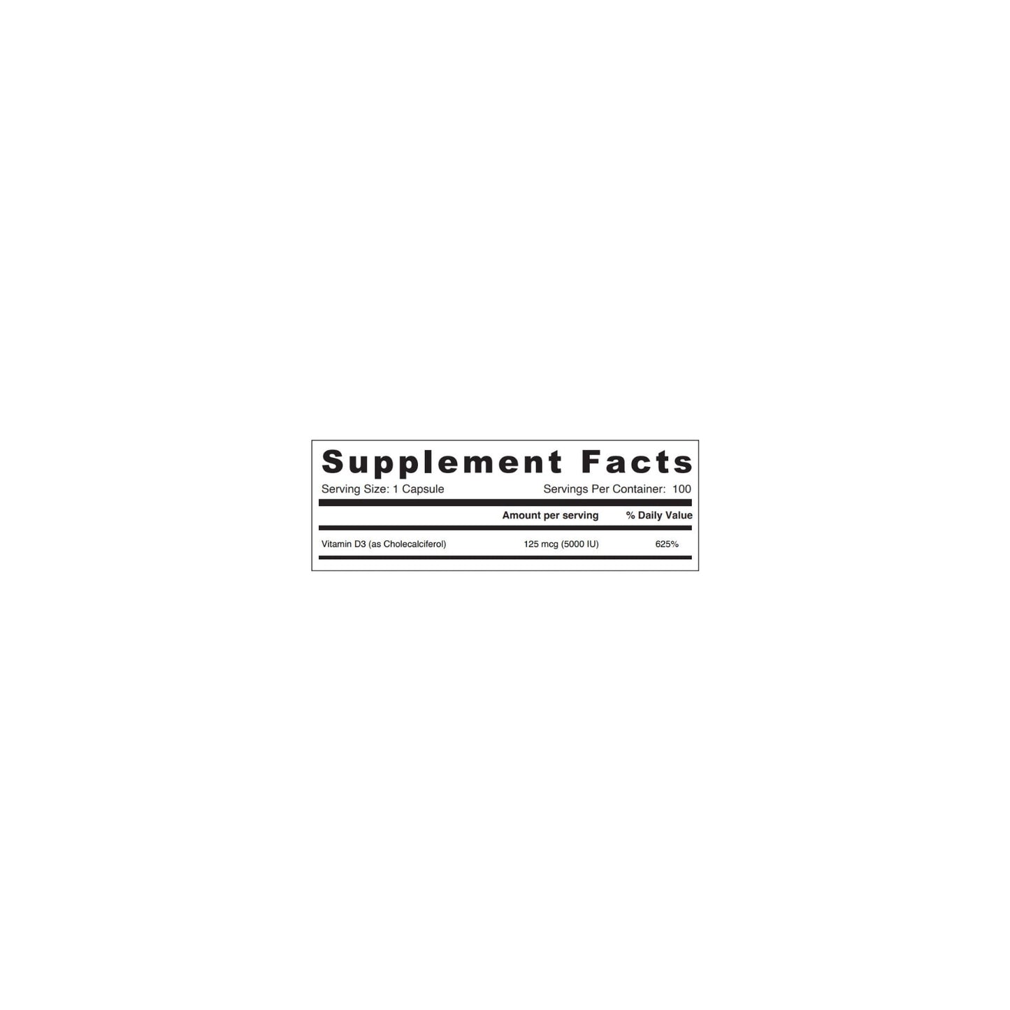 Sunshine Nutrition Vitamin D 5000 Iu 100 Tablets