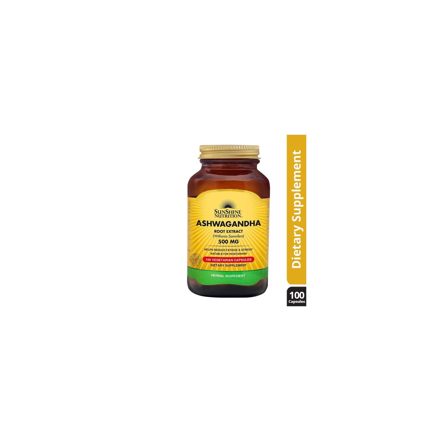 Sunshine Nutrition Ashwagandha 500mg Veg Caps 100 Tablets