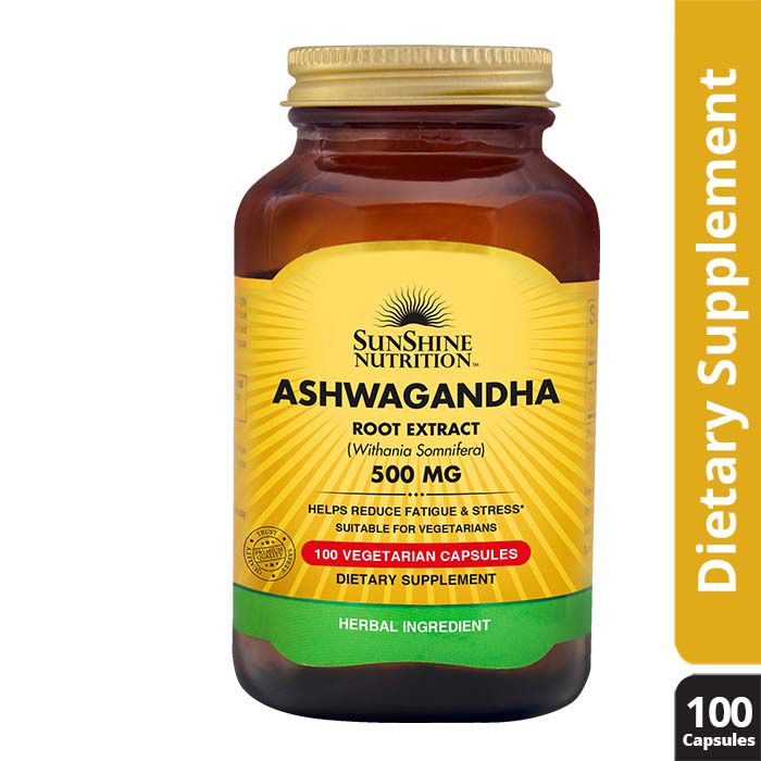 Sunshine Nutrition Ashwagandha 500mg Veg Caps 100 Tablets