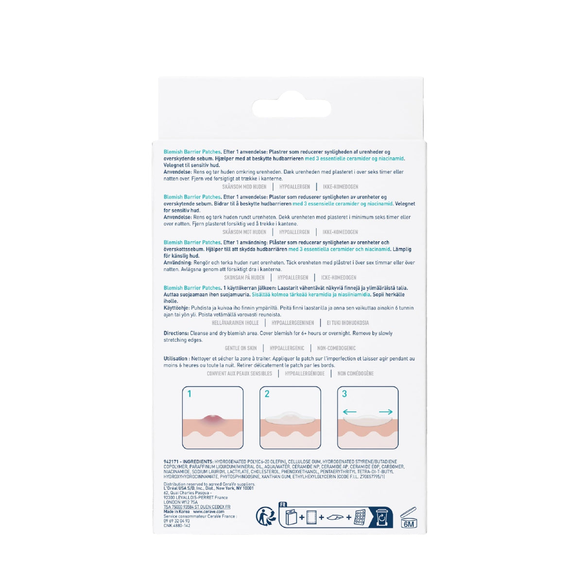 Cerave Blemish Barrier Patches With 3 Essential Ceramides and Niacinamide, 22pcs