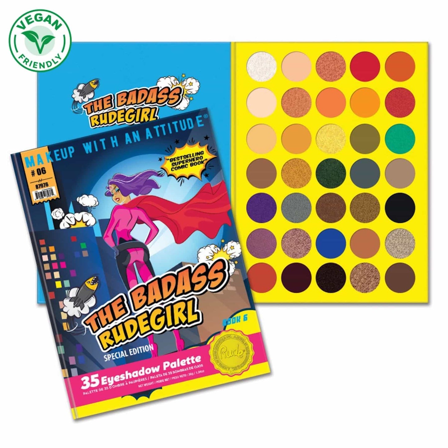 The Badass RudeGirl Book 6 Eyeshadow Palette Best Selling Superhero Comic Book - 35 shades The Badass Rudegirl