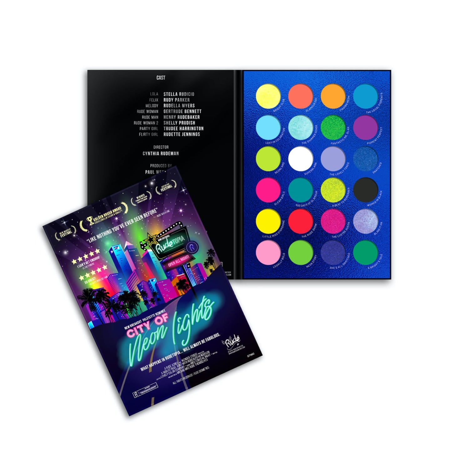 City of Neon Lights Vibrant Pigment & Eyeshadow Palette 24 shades 36g