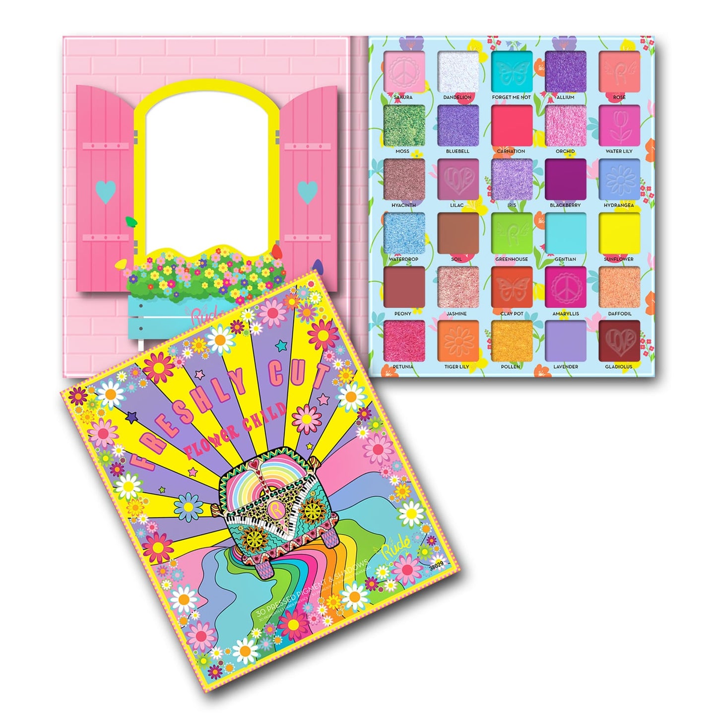 Flower Child 30 Pressed Pigment & Shadows Palette - 30 shades Freshly Cut|30g