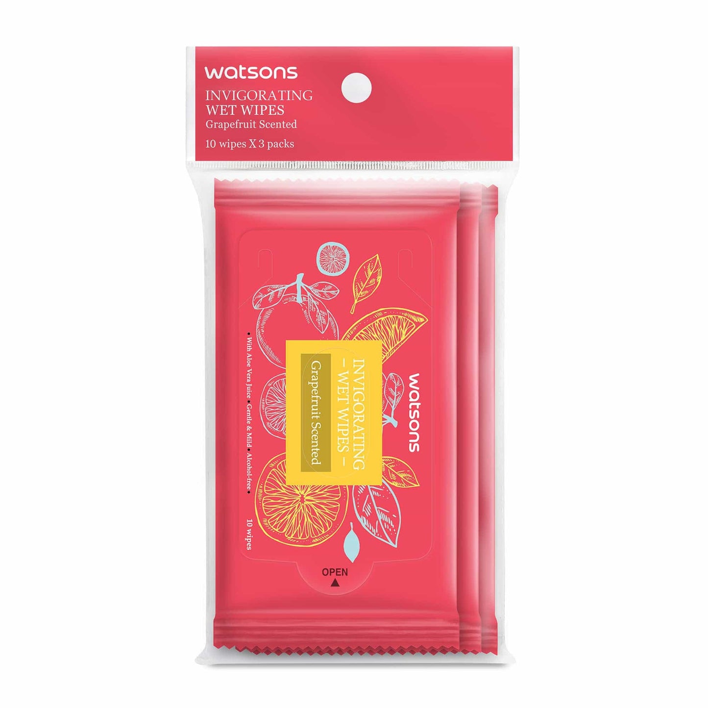 Invigorating Wet Wipes Grapefruit Scented 3X10pcs