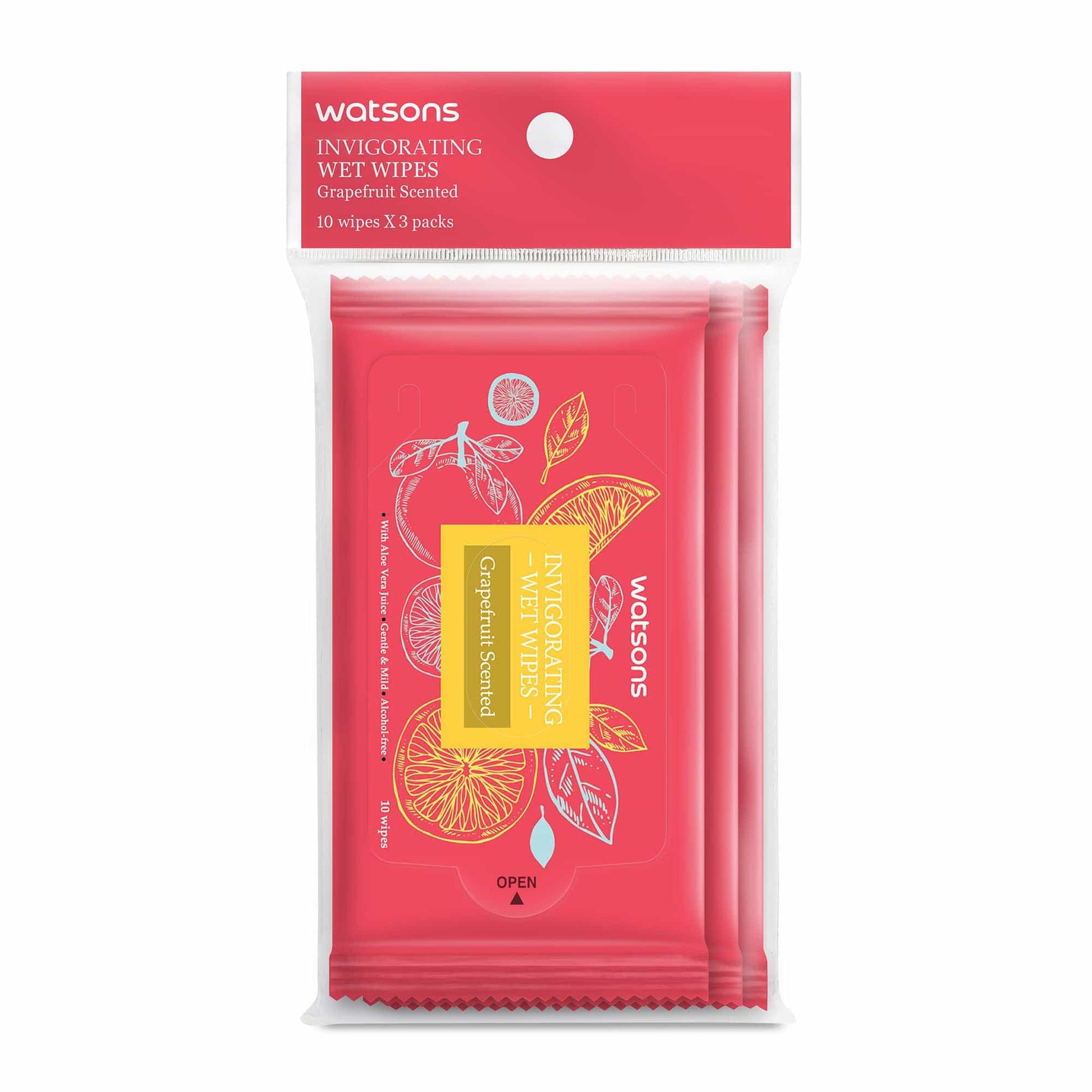 Invigorating Wet Wipes Grapefruit Scented 3X10pcs