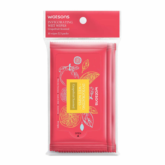 Invigorating Wet Wipes Grapefruit Scented 3X10pcs