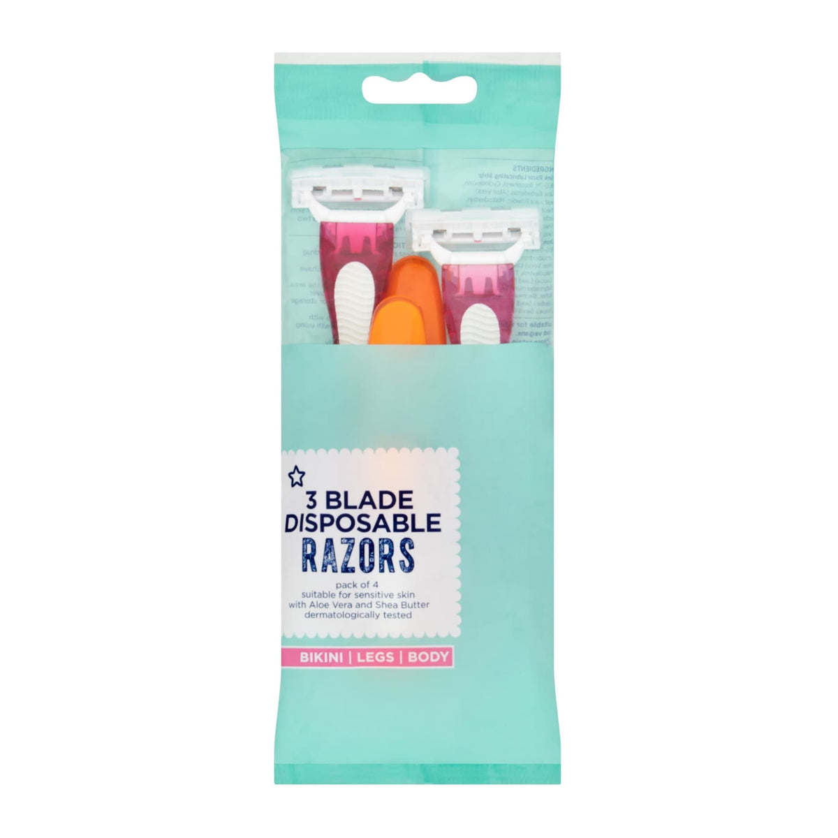 3 Blade Women's Disposable Razor Aloe Vera & Shea Butter 4pcs