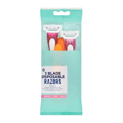 3 Blade Women's Disposable Razor Aloe Vera & Shea Butter 4pcs