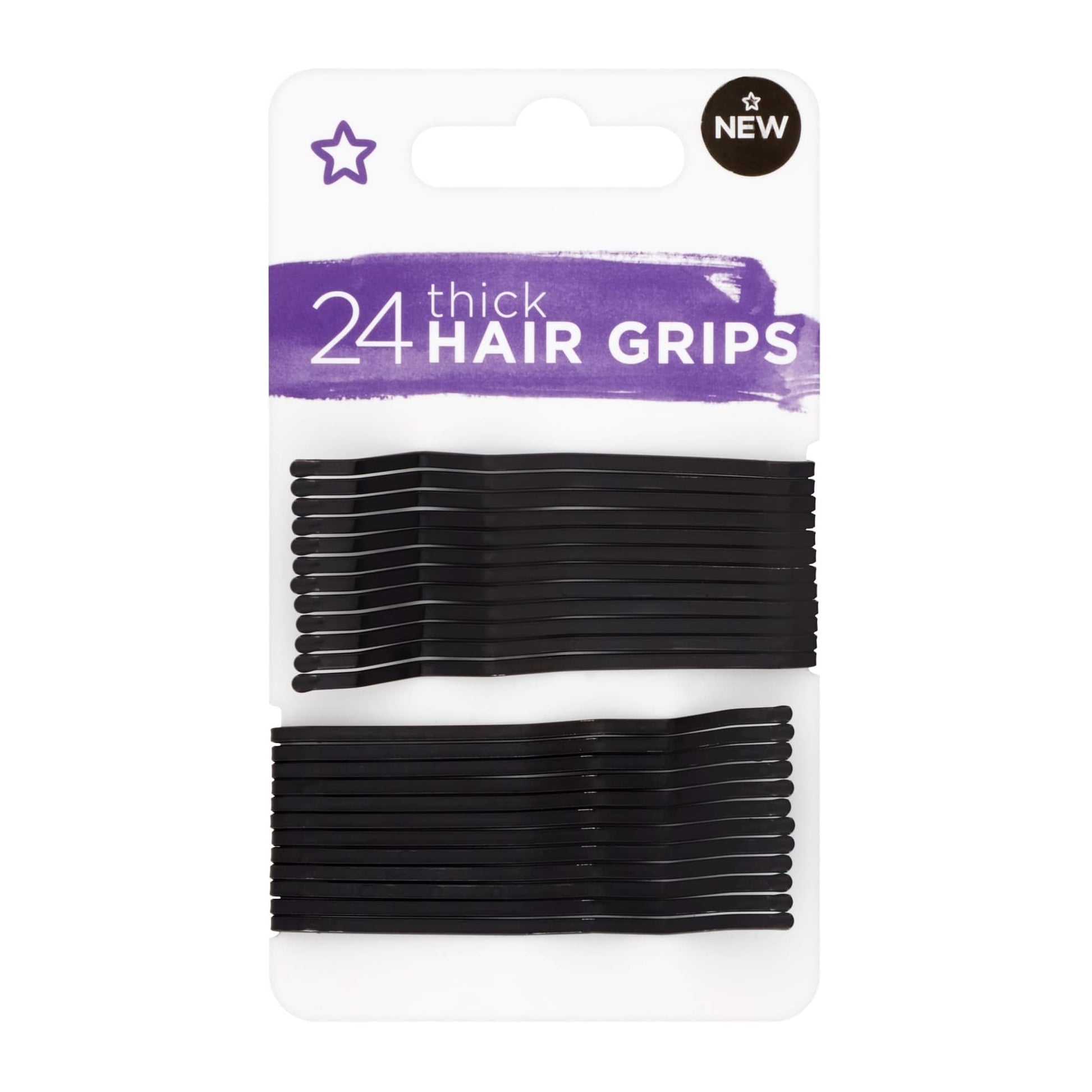 Thick Bobby Hair Pins 24pcs Black