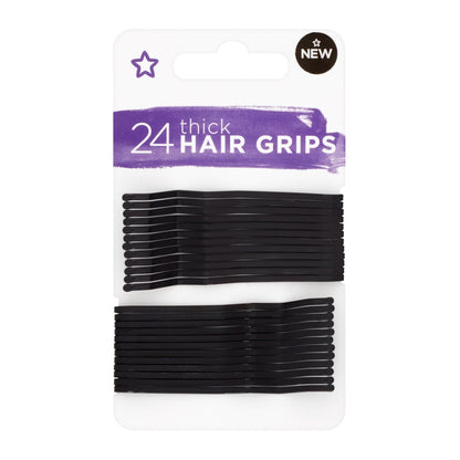 Thick Bobby Hair Pins 24pcs Black