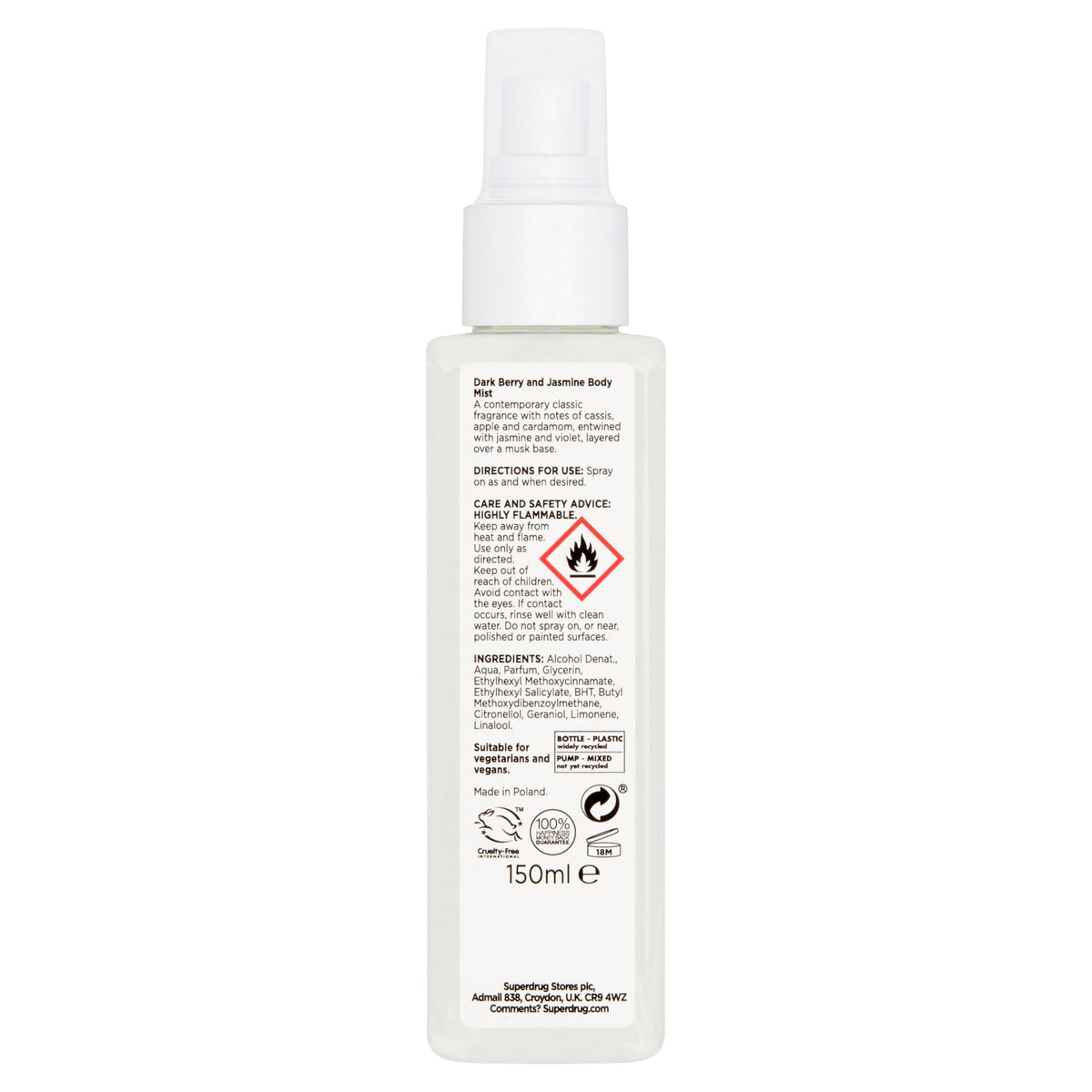 Bloom Body Mist Spray Dark Berry & Jasmine 150ml