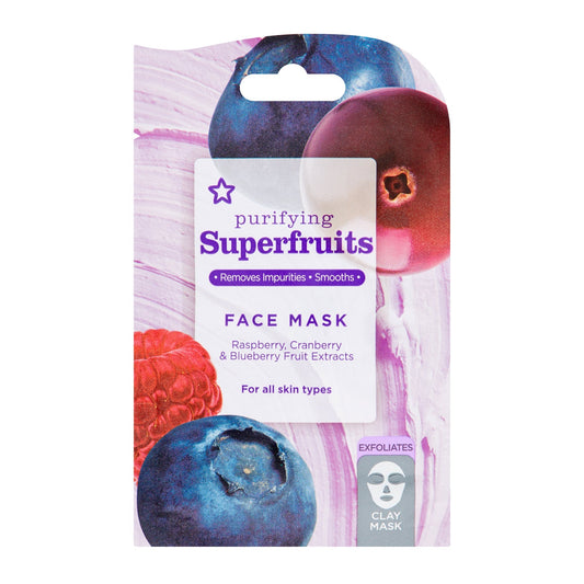 Superfruits Exfoliating Clay Mask Raspberry, Cranberry & Blueberry Fruit Extracts 15ml