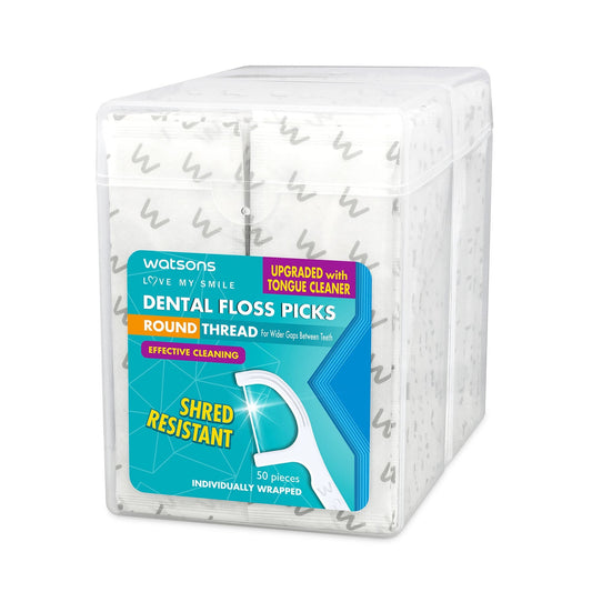 Round Thread Dental Floss Picks with Tongue Cleaner 2X50pcs