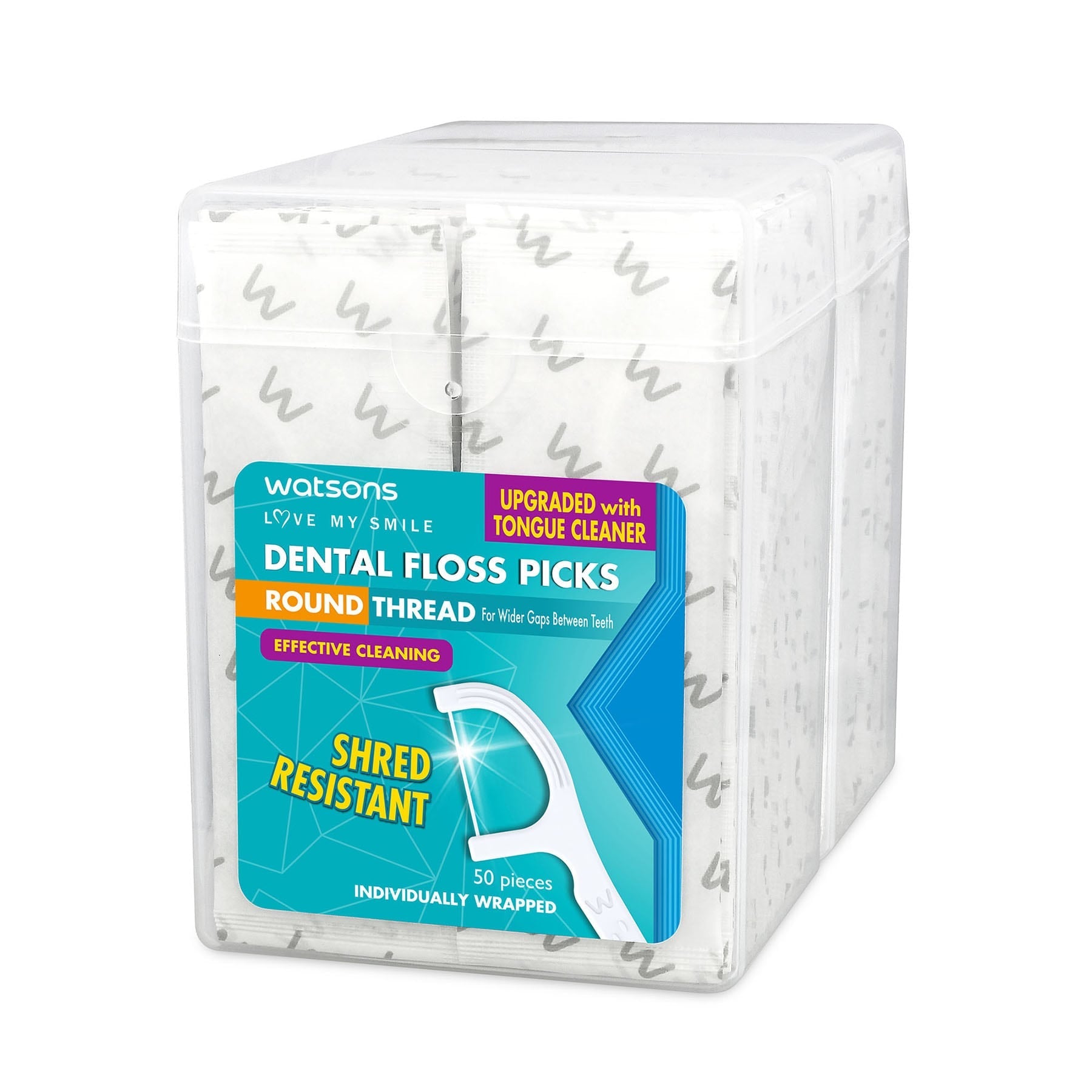 Round Thread Dental Floss Picks with Tongue Cleaner 2X50pcs