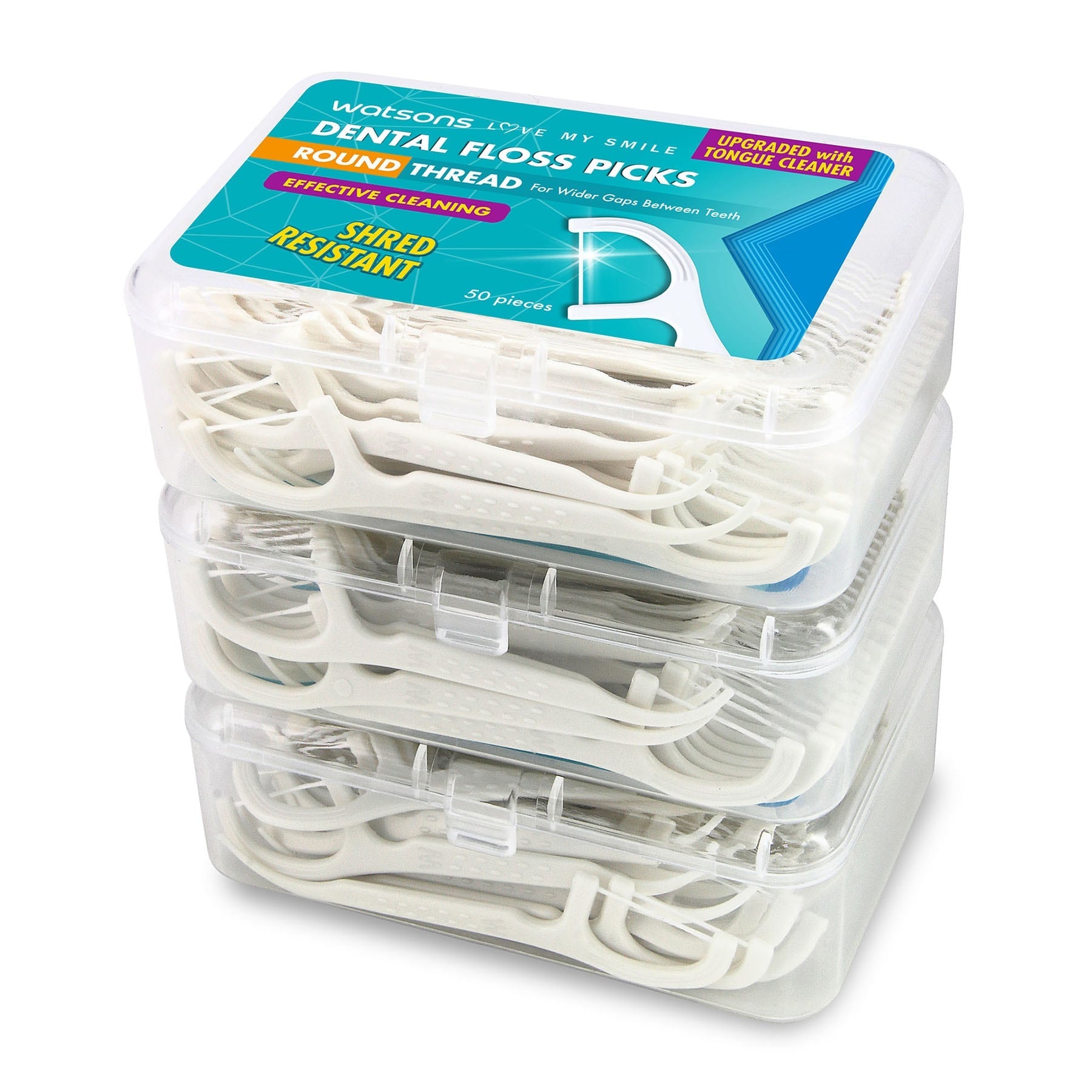 Round Thread Dental Floss Picks with Tongue Cleaner 3X50pcs
