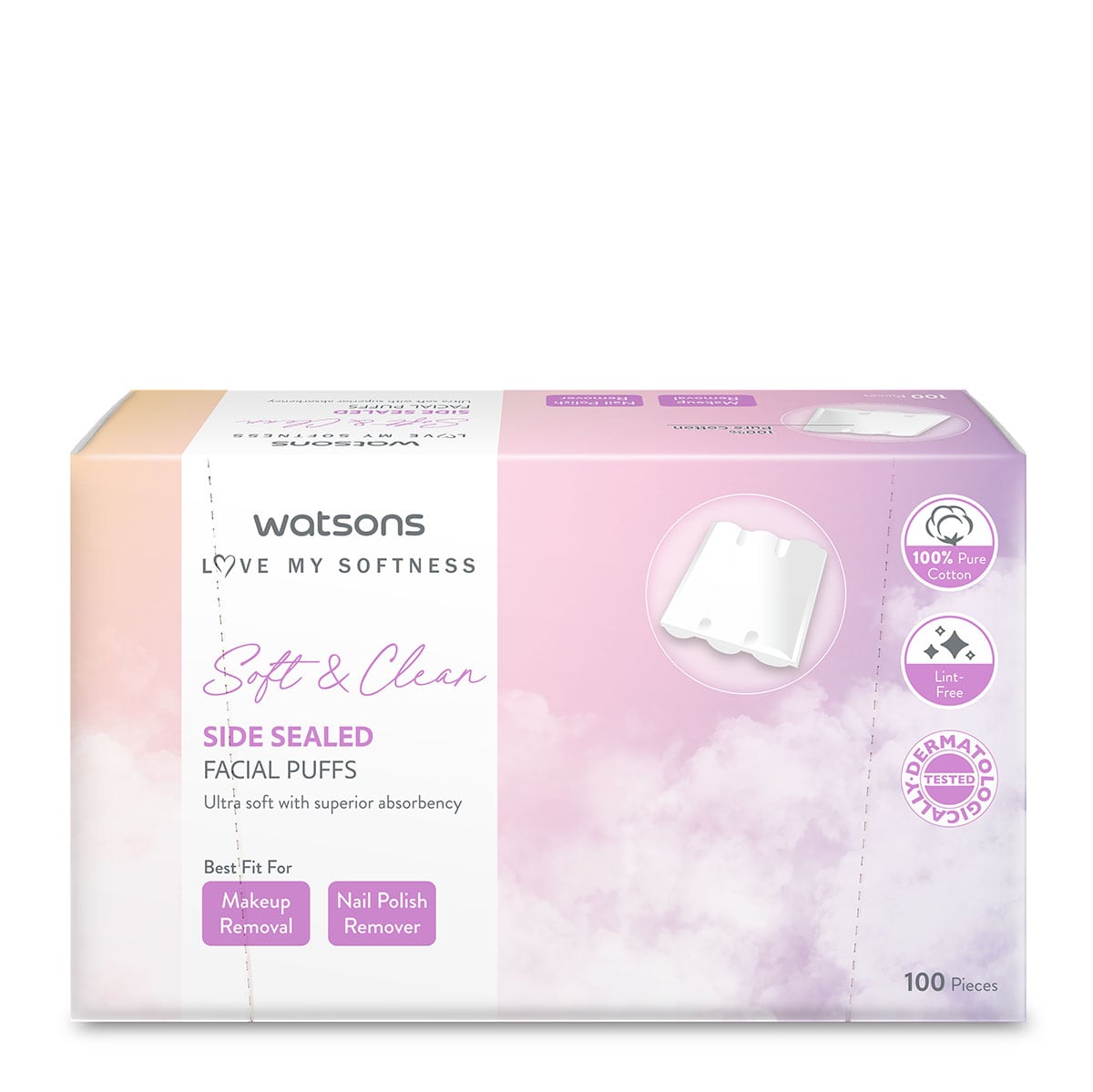 Watsons Side Sealed Facial Puffs 100pcs