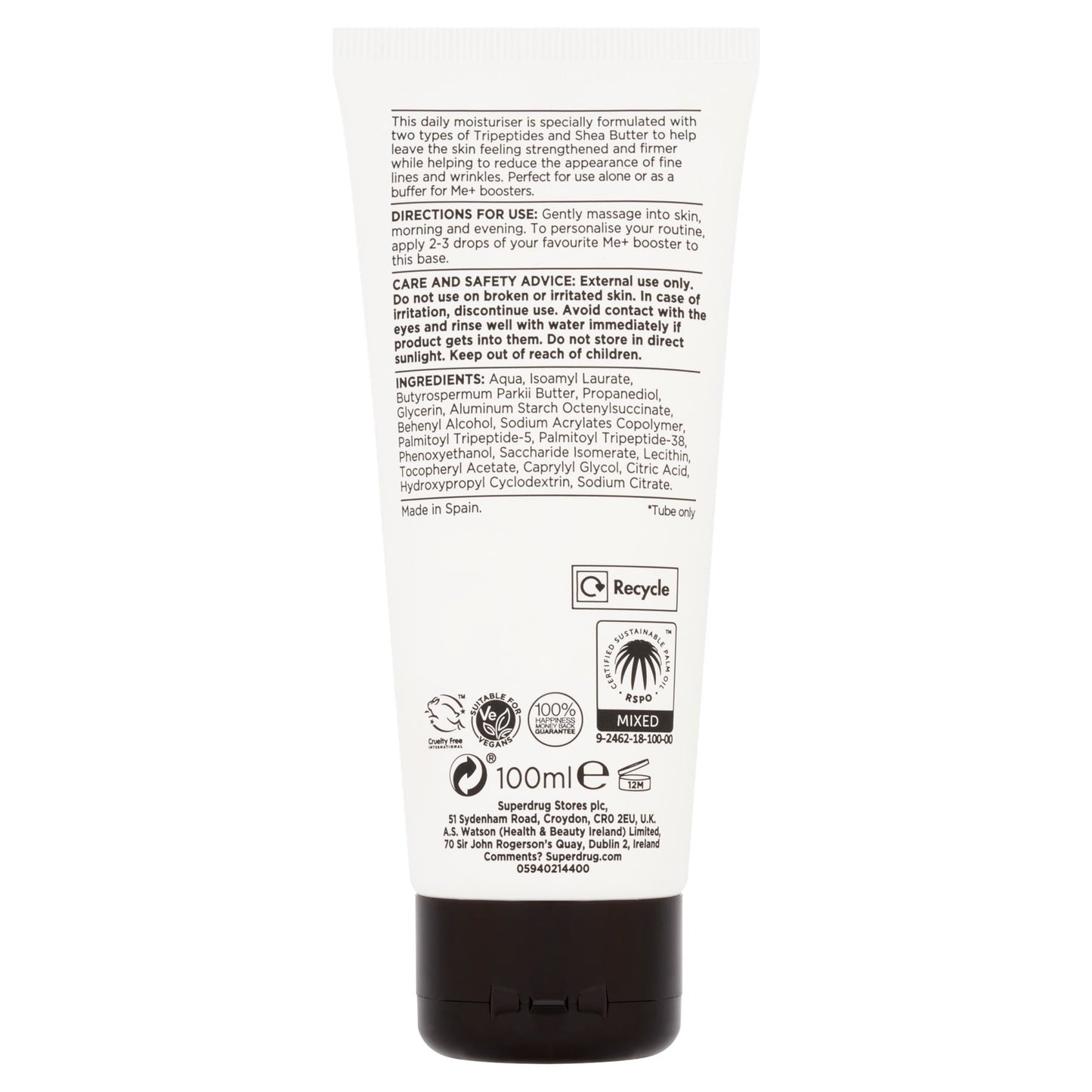 Superdrug Me+ Peptide Moisturiser 100ml