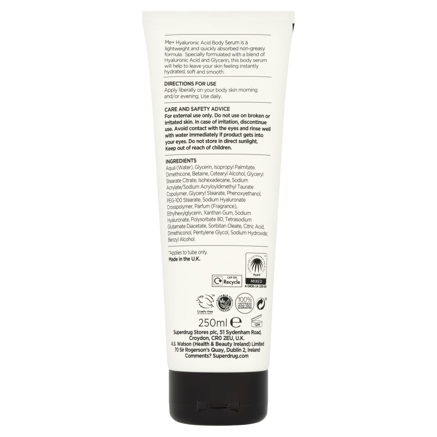Superdrug Me+ Hyaluronic Acid Body Gel Cream 2
